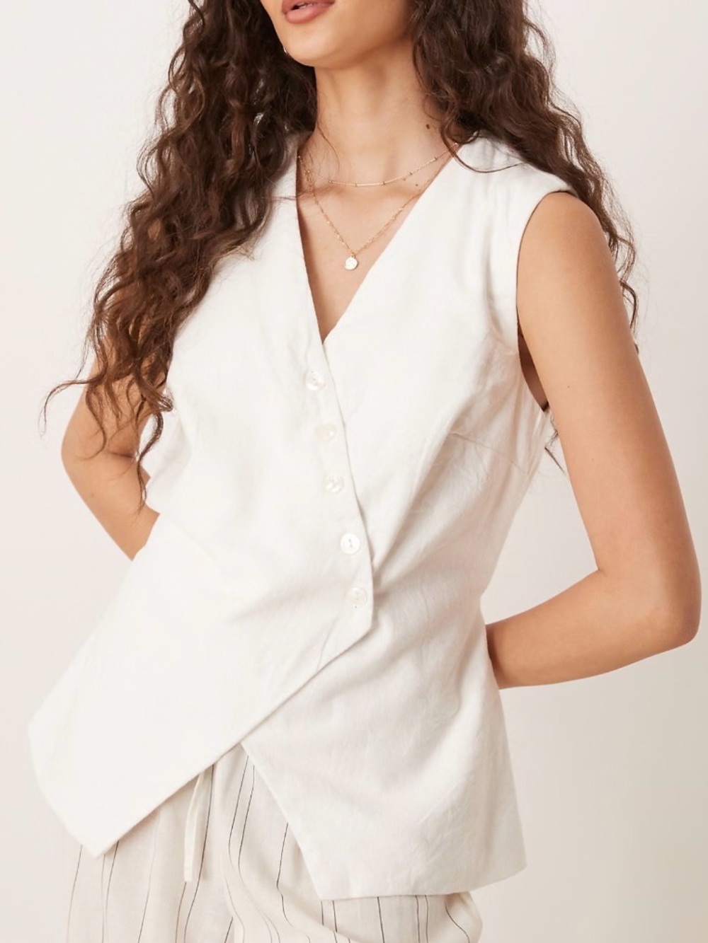 Abercrombie & Fitch Asymmetrical Linen Blend Tie Back Adjustable Vest Size XS